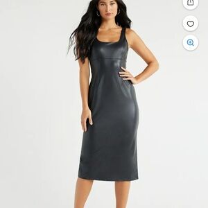 BNWT Sofia Black Faux Leather Midi Dress